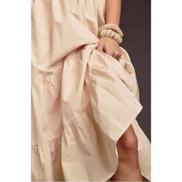 By Anthropologie Square-Neck Tiered Cotton Lined Midi Dress small - Picture 11 of 11